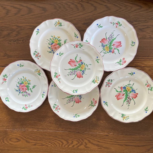 Set of 6 KG Luneville dinner plates – Réverbère model 1950