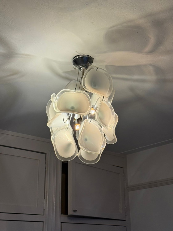 Image 1 of Vistosi kroonluchter - wit Murano glas - handgeblazen