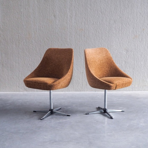 Set aus 2 Mid-Century Modern Cocktailstühlen – Esszimmerstühle, Textile (photo 3 of 12)