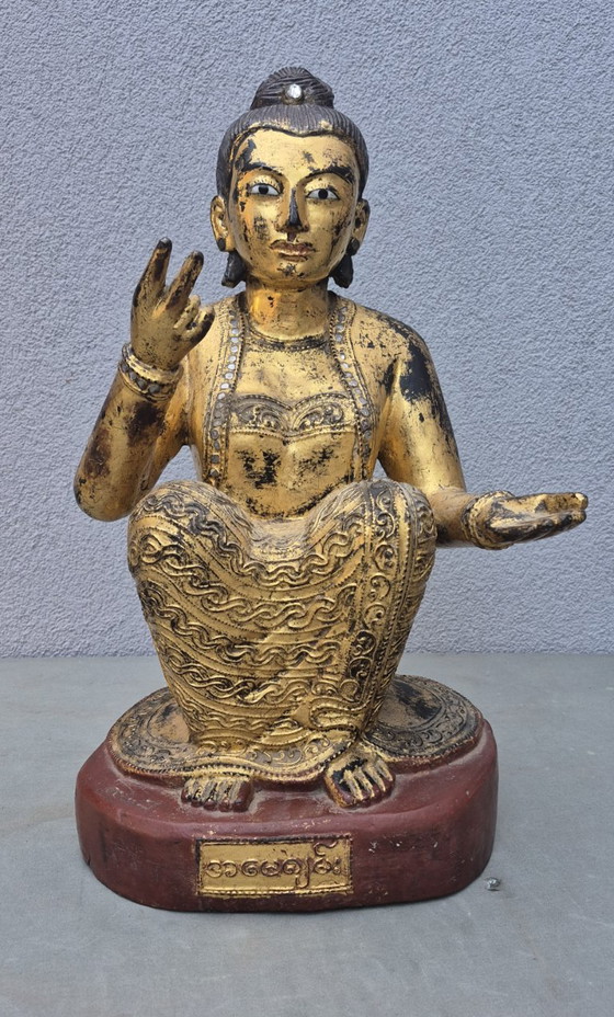 Antica Scultura Nat Birmana in Legno - XIX Secolo 51cm – Sculture (photo 14 of 15)
