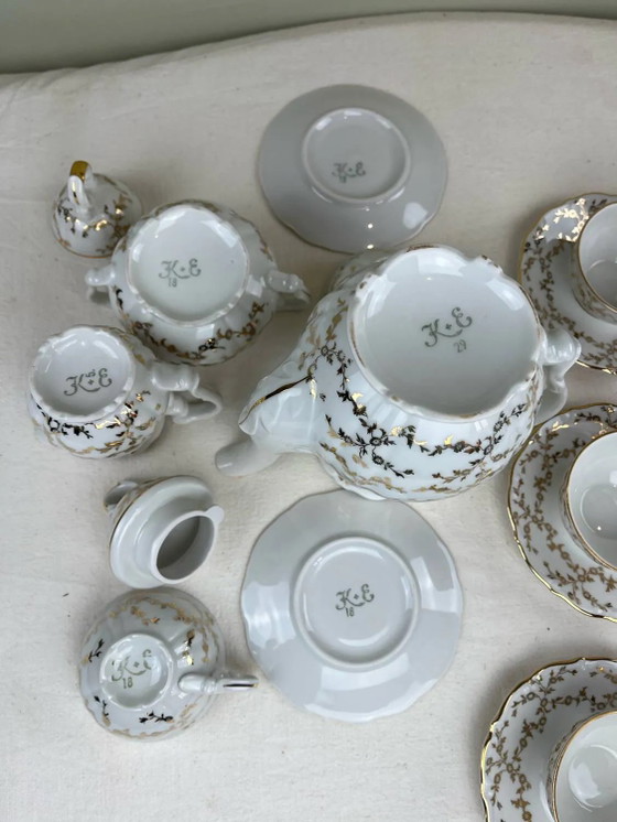 Servizio da caffè antico in porcellana fine dorata – per 6 persone – Vintage – Stoviglie, Porcelain, Gold (photo 15 of 16)