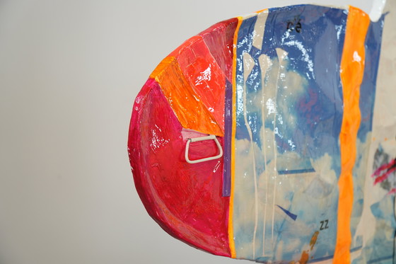 Image 1 of Paire de chaises modulaires sculpturales Guido Coletti (1995) - Collage peint à la main