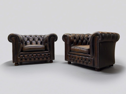 Chesterfield clubfauteuils set van 2