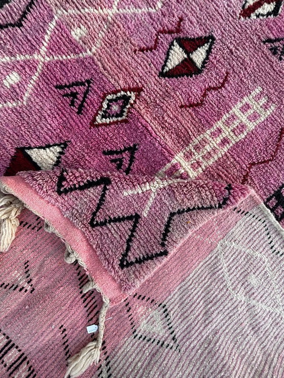 Image 1 of Alfombra marroquí Boujad 310x210 cm – Alfombra decorativa de lana hecha a mano, alfombra bereber rosa,