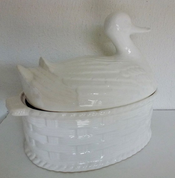 Image 1 of Vintage Keramiek Paté schaal in de vorm van een eend.