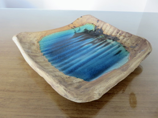 "Poterie De La Colombe" Tasca vuota in gres e ceramica blu, Francia, 50 60