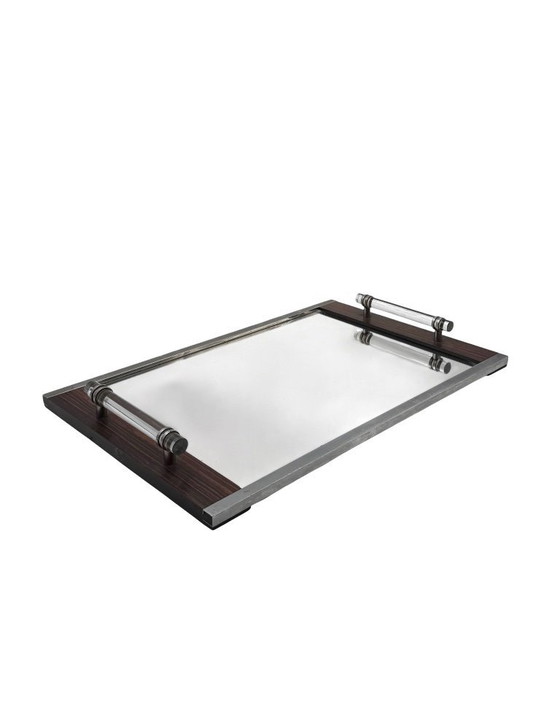 Image 1 of Modernist mirrored tray, in the manner of Jacques Adnet France 1940 /1950