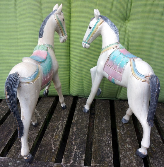 Image 1 of 2 Decoratieve Houten Paarden