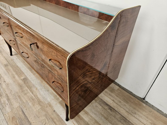 Image 1 of Walnut Burl Chest of Drawers with Double Glass Top