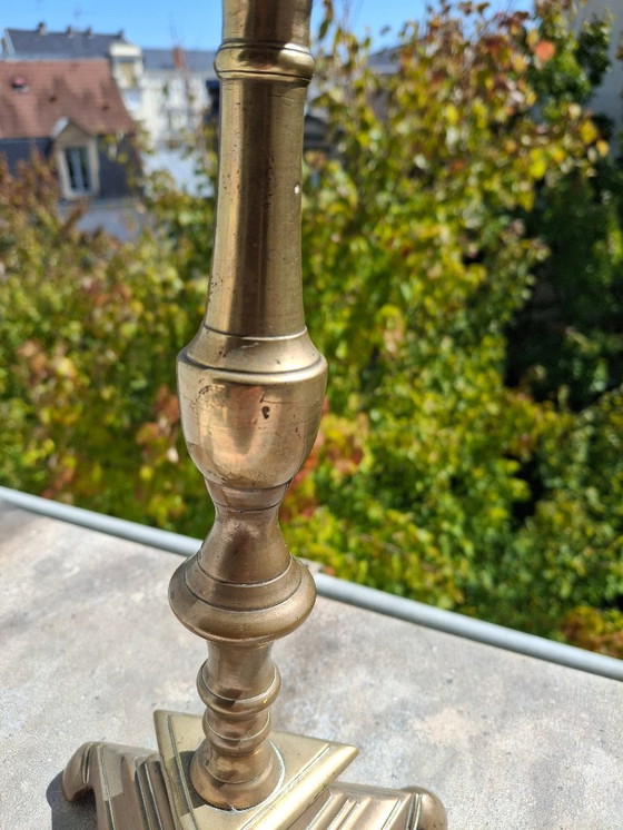 Image 1 of Exceptional bronze lamp base, antique candle holder 1580-1620, certified with traceability