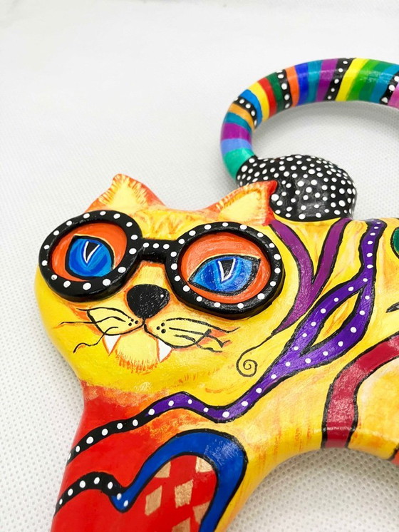 Image 1 of Cat figurine for the wall. Handcrafted by the artist.