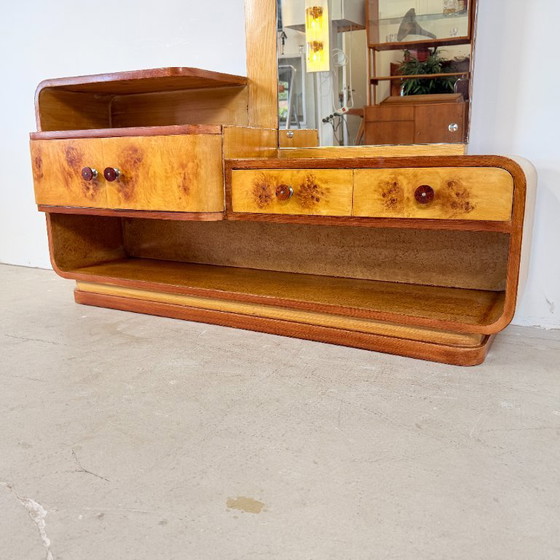 Unique Halabala-style Art Deco dressing table with Bakelite handles – Glass, Wood (photo 4 of 12)