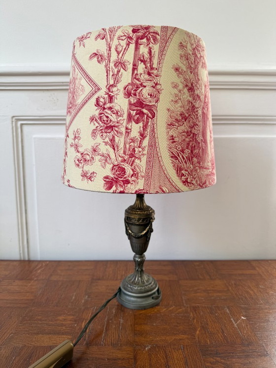 Image 1 of Empire style lamp with toile de jouy lampshade