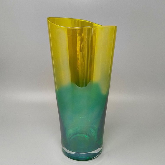 Image 1 of 1970s Ca' dei Vetrai Green & Yellow Murano Glass Vase — Italian Luxury Vintage