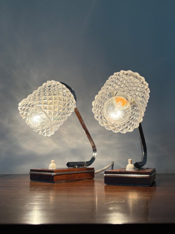 Vintage retro 70s German bedside lamps by Richard Essig – Table lamps, Glass (photo 3 of 12)