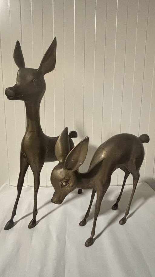 Ensemble vintage en laiton « Bambi » composé de deux pièces. Années 1960.