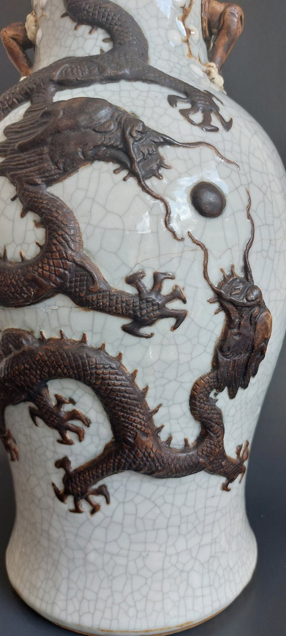 Image 1 of Große Vase aus Craquelé-Ware aus Nanking, 19.