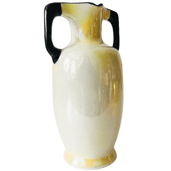 Image 1 of Jarrón de cerámica Art Nouveau amarillo y negro checo, años 20