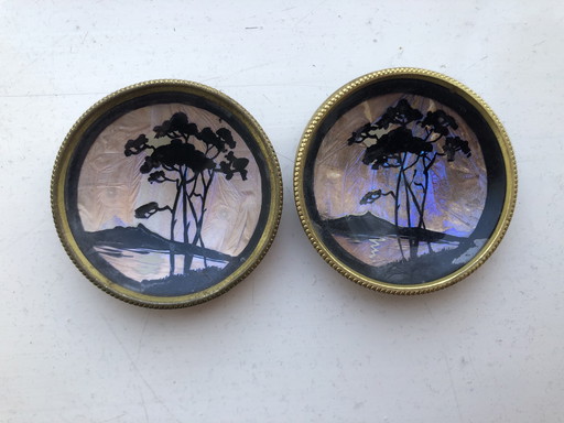 2 Vintage Sieraden Schaaltjes Met Vlindervleugjes