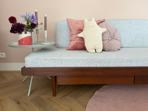 Banquette vintage finlandaise en teck avec tiroirs – années 60