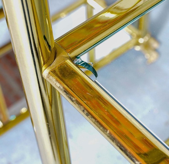 Image 1 of Hollywood Regency Style Ramiro Tarazona 24 Carat Gold Plated Mid-Century Display Cabinet with Glass Shelves. Spain, 1980s.