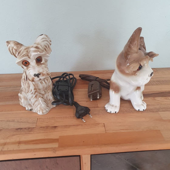 Immaculate Set of 2 Vintage Porcelain Dog Tealights (1950s) – Table lamps (photo 3 of 15)