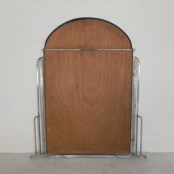 Image 1 of Specchio Art Déco con vetro tagliato e cornice in alluminio, anni &#39;30