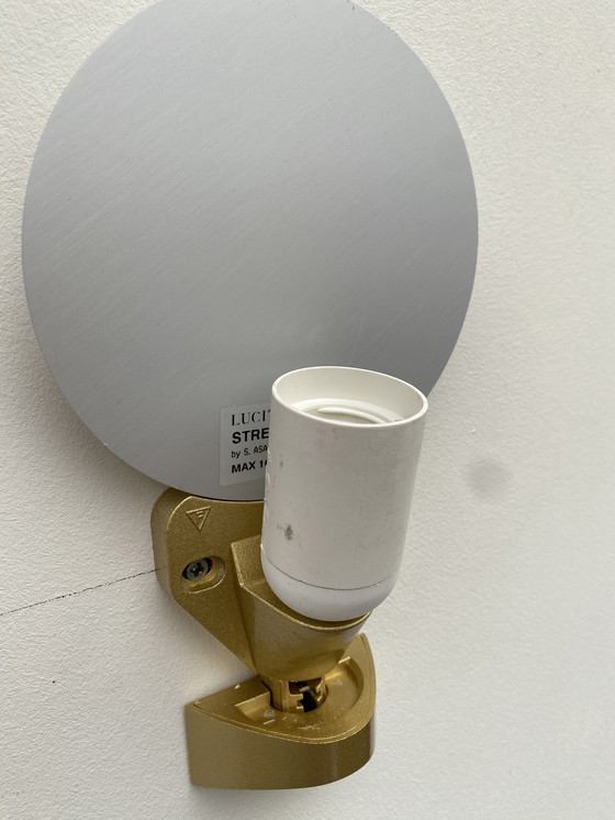 Image 1 of 2x Wall Lamp Stresa by Lucitalia. Frosted Glass with a Plastic Brass Color Fixture.