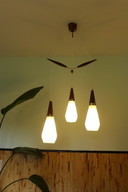 Lampe cascade vintage Skand. Lampe années 60 70 teck Uno & Östen Kristiansson