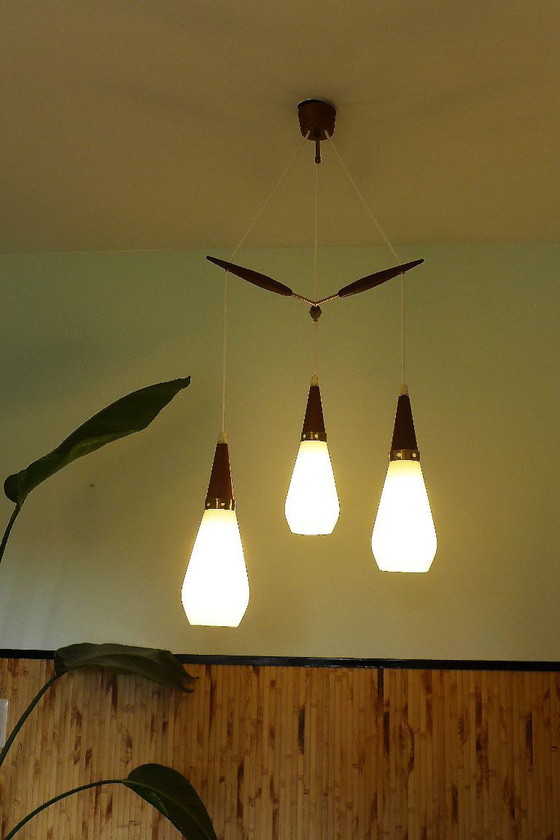 Image 1 of Vintage cascade lamp Skand. Lamp 60s 70s Danish Design Teak