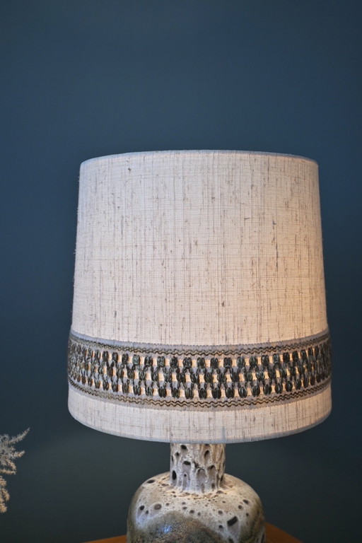 Cool 70's Table Lamp With Fat Lava Glaze