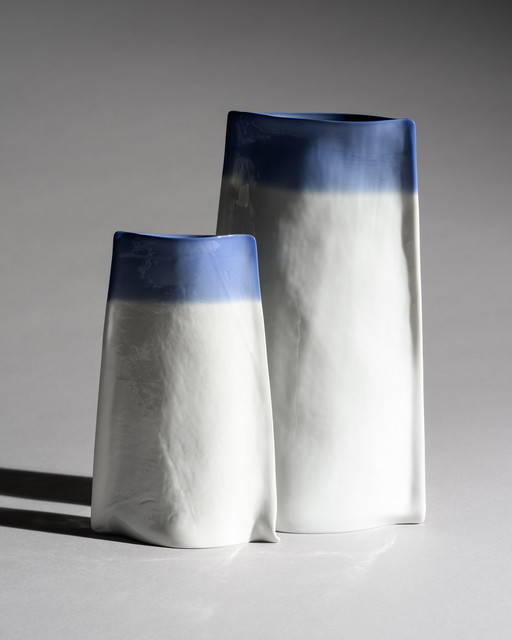 Johan van Loon x Rosenthal Studio-Line Glossy Paper Porcelain Vase Duo Maritime