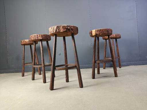 Vintage tree trunk bar stools, 1970s 