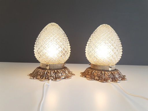 Set di 2 lampade da soffitto Hollywood Regency di Massive, Glass Pinecone Ceiling Lamps