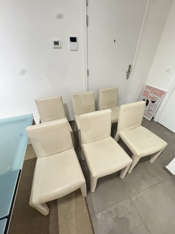 Image 1 of 6x B&B Italia Vol Au Vent designer chairs, Mario Bellini, white leather