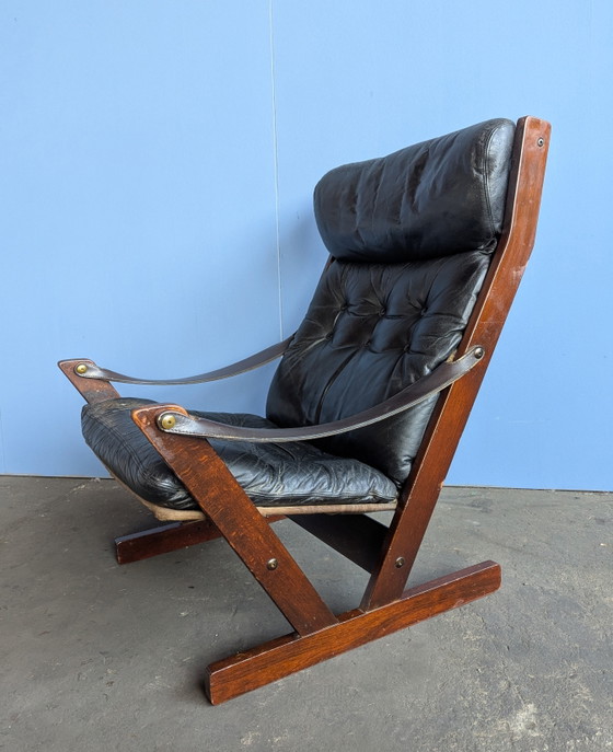 Image 1 of Mid century brutalist safari fauteuil- Aarflot Møbler 