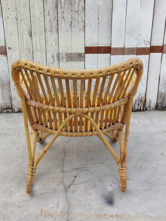 Image 1 of Set of vintage armchair and table in rattan by Rohe Noordwolde, 1960s
