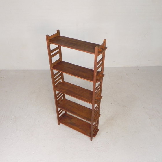Dismountable wooden bookshelf, etagere, 1960s, Shelving unit, Brown, Vintage (photo 2 of 15)