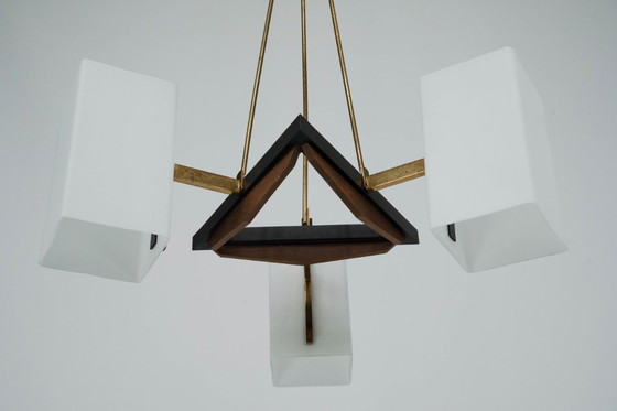 Image 1 of Lampadario a tre bracci di metà secolo, prodotto da Stilnovo. Italia, anni '50.