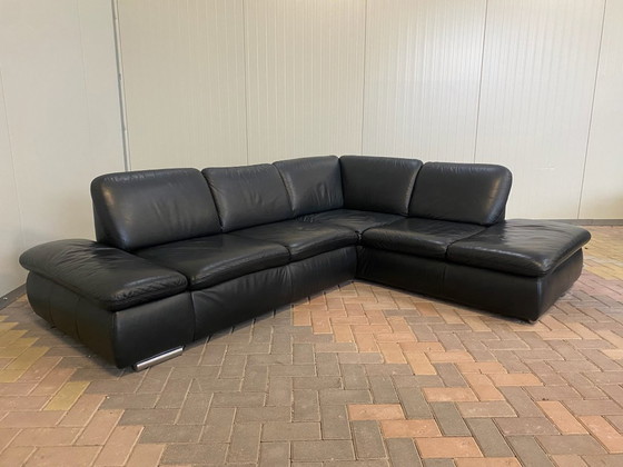 Image 1 of Bellissimo divano angolare in vera pelle nera