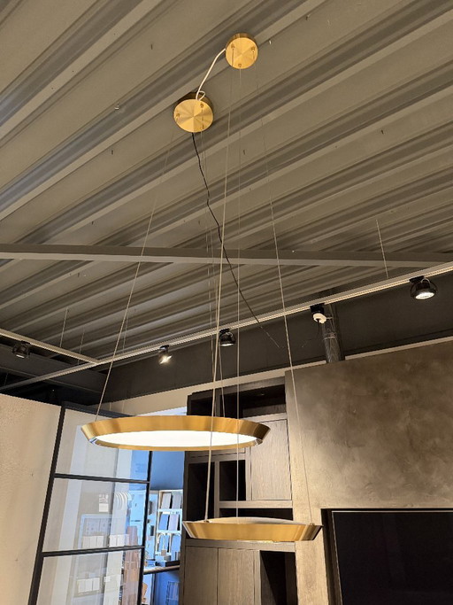 Set of 2 Pendant Lights Brass Manufacturer Grok Model Saturn – hanglampen, Metal