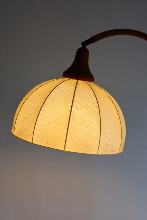 Lampadaire Vintage Domus, réglable en hauteur – Bois, Textile (photo 9 of 9)