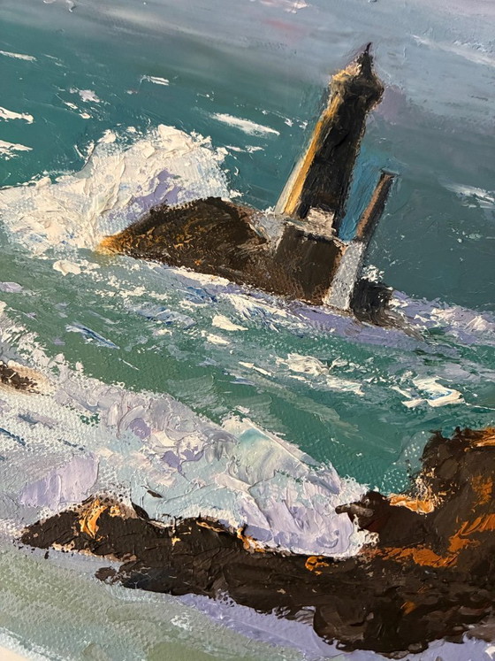 Olieverfschilderij op Doek Vuurtoren Raz De Sein – Schilderijen & Tekeningen, Canvas (photo 4 of 7)