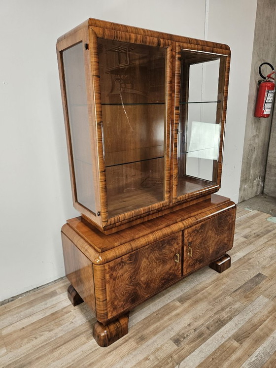 Vetrina francese Art Decò degli anni '40 in noce, Vetrine, Legno, Marrone (foto 3 di 28)