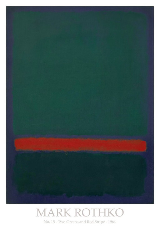 Nr. 15 - Twee groene tinten en een rode streep - Mark Rothko - poster van 70 × 100 cm