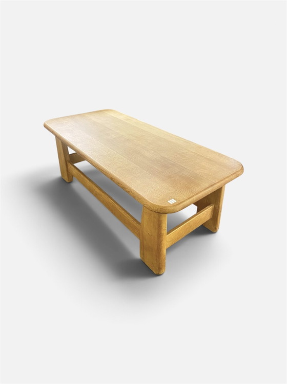 Brutalist Coffee Table in Solid Oak, Elephant Legs, Belgium 1970, Wood, Brown (photo 2 of 7)
