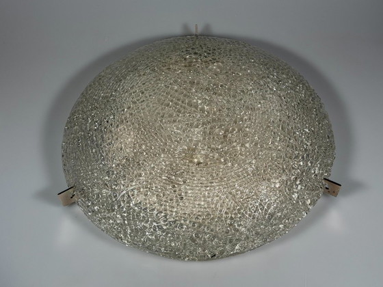 Image 1 of Plafondlamp van ijsglas uit de jaren 60/70 van Kaiser Leuchten Duitsland