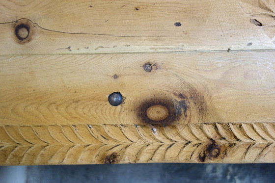 Image 1 of Large carved sled coffee table 19th century folk art, France