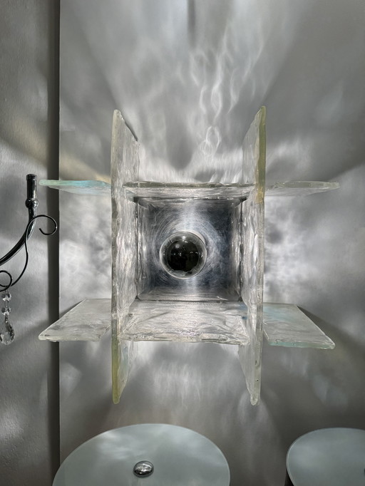 Carlo Nason Mazzega Lampada a Incasso LP269 vetro iridescente Design Anni '60