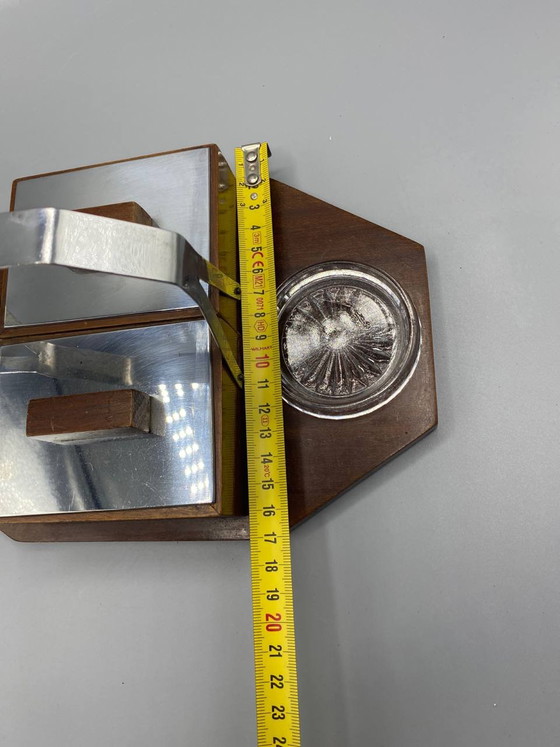 Art Deco Desk Set, Wood, Chromed Metal and Pressed Glass – Decorative Objects (photo 6 of 7)
